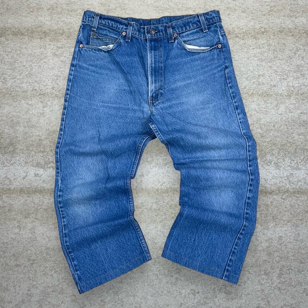 True Vintage 70s Orange Tab Levis Jeans 550 34x28 Relaxed Fit Medium Wash - Picture 2 of 6